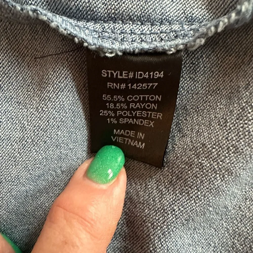 Iris Denim Dress Sexy Short Stretchy Sleeveless Front Zipper Club Party - Picture 13 of 14